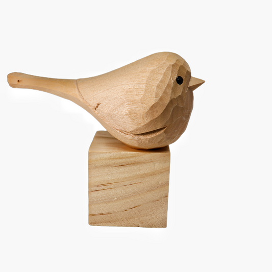 U002 Unfinished Wood bird on Stand
