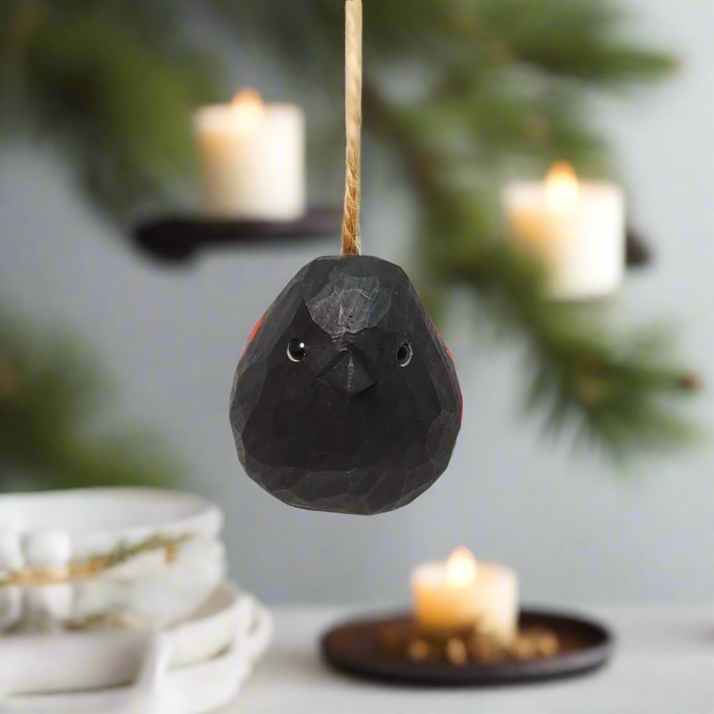 Blackbird Carved and Painted Wooden Bird Ornaments - PAINTED BIRD SHOP