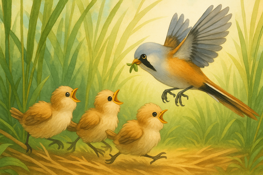 🐤 How Bearded Tit Chicks Chase Their Parents — A Wildly Adorable Survival Strategy