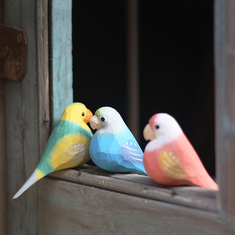 Parakeets on Stand