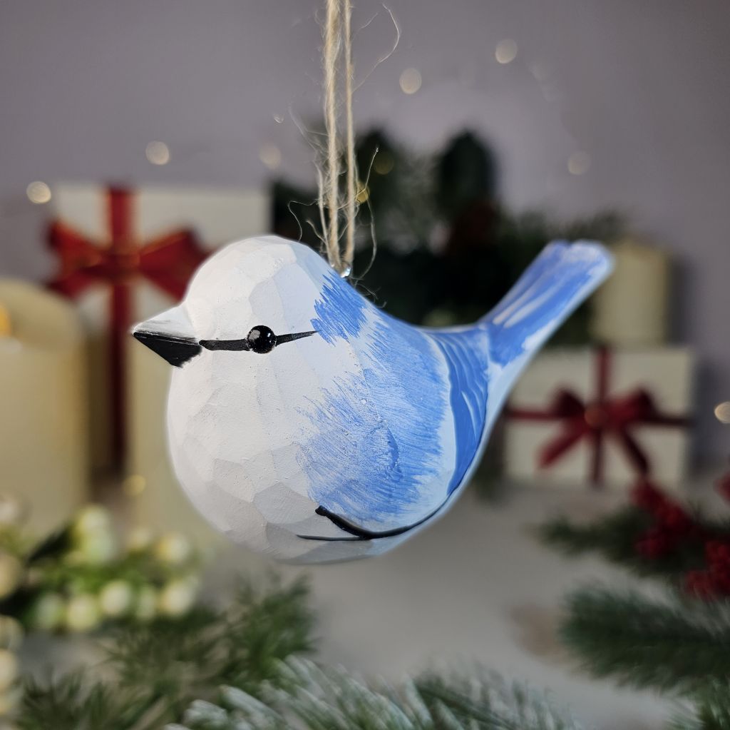 Azure Tit Hanging