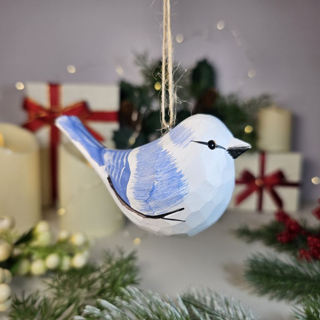 Azure Tit Hanging