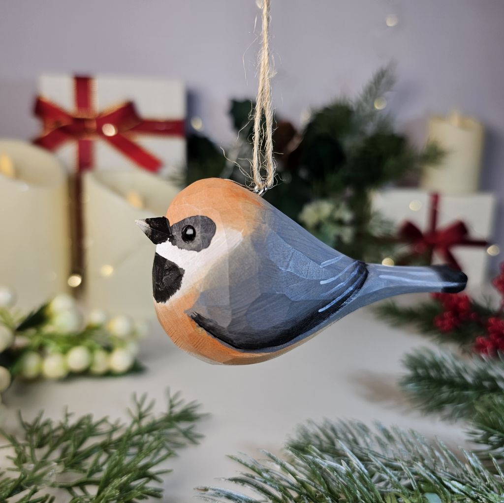 Black-throated Bushtit Hanging