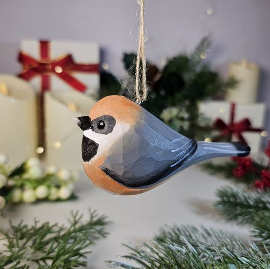 Black-throated Bushtit Hanging
