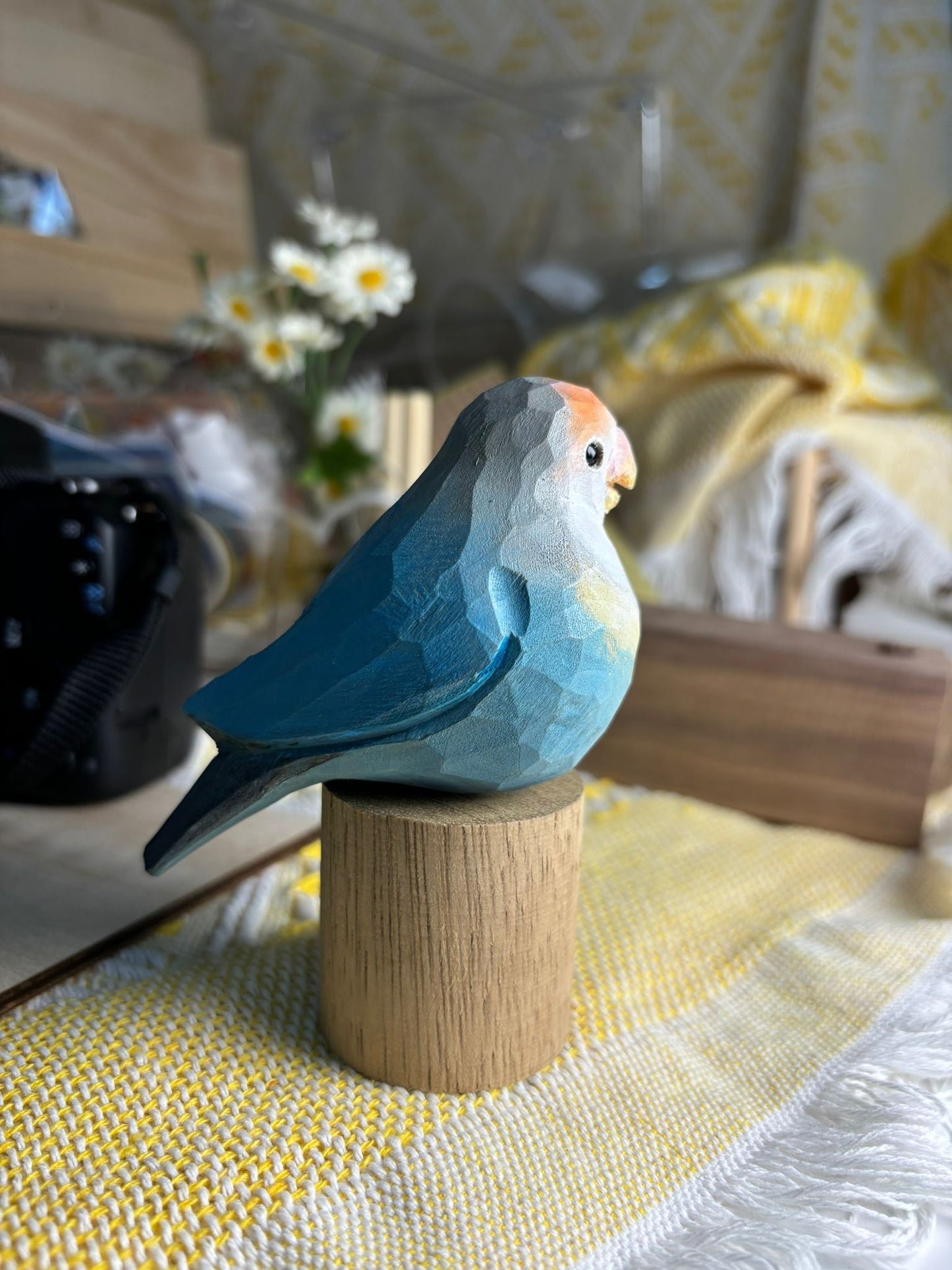 Pair of Lovebirds on Stand