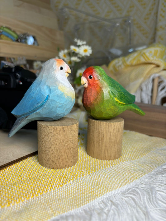 Pair of Lovebirds on Stand