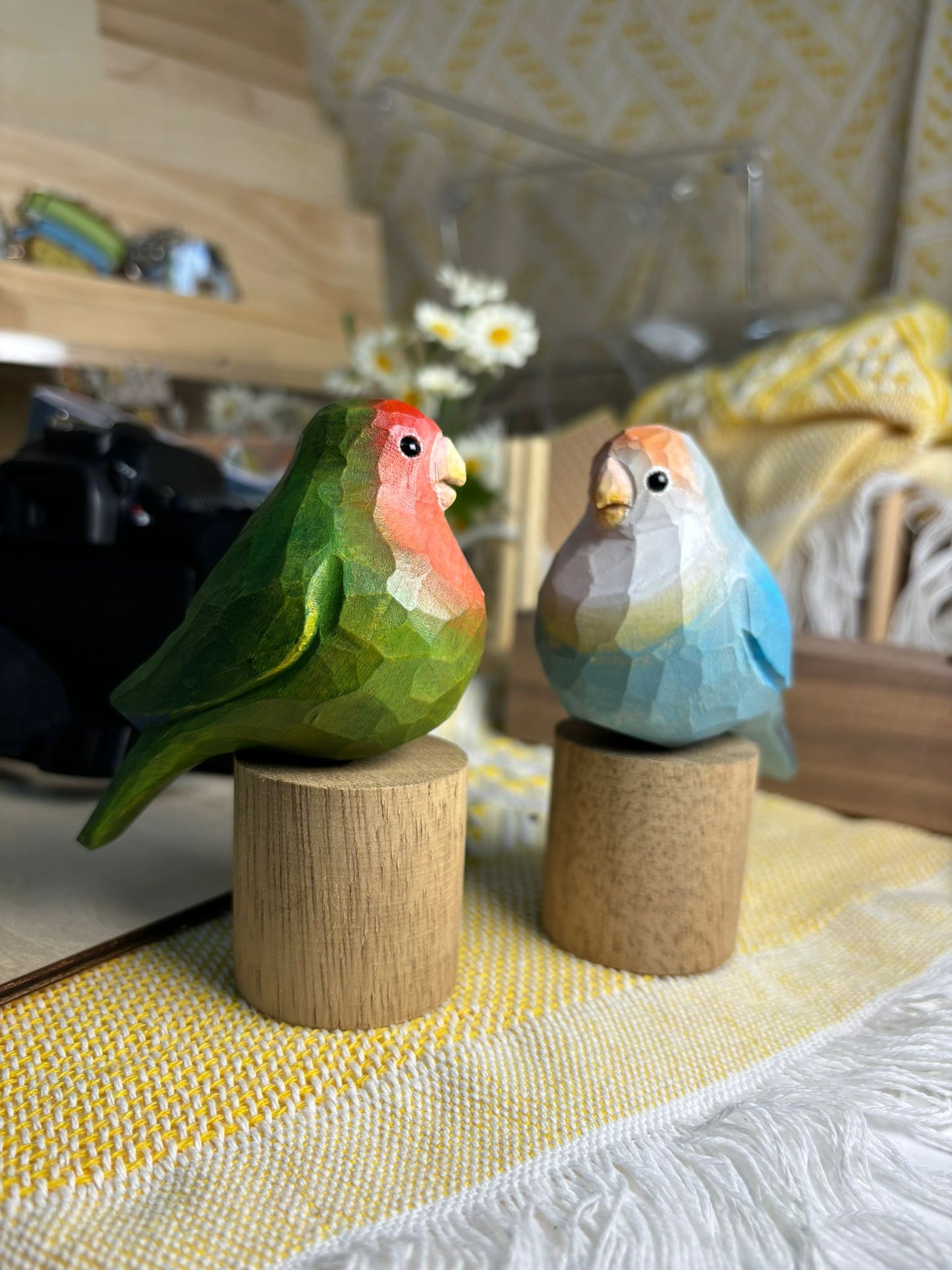 Pair of Lovebirds on Stand