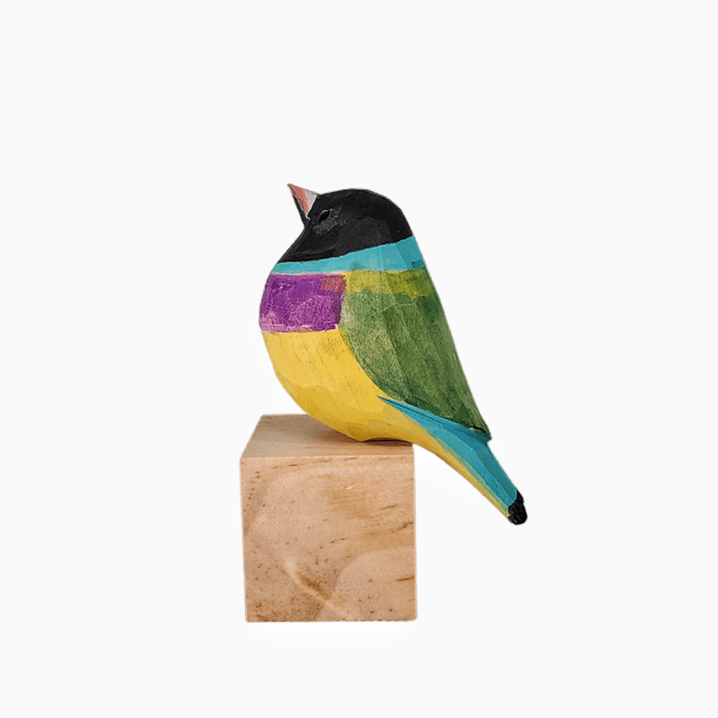 Gouldian Finch Wooden Hand Carved Painted Bird Ornaments - paintedbird.shop