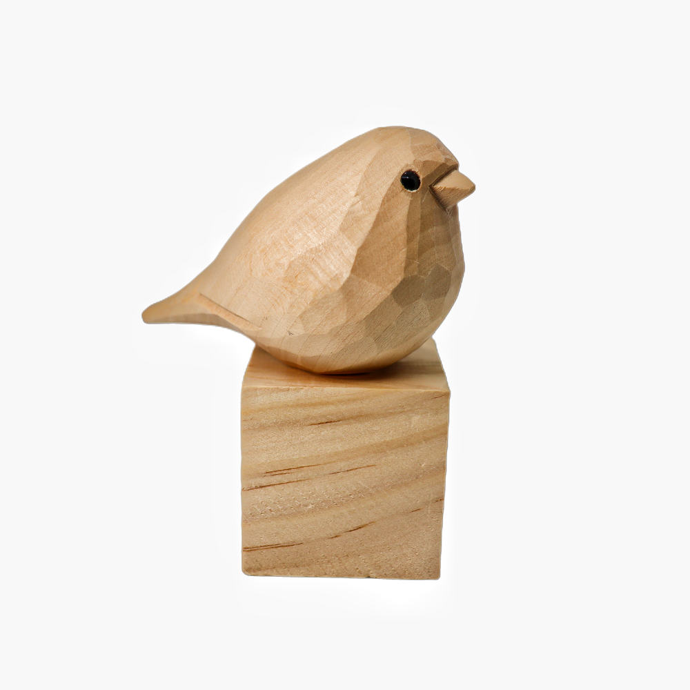 U008 Unfinished Wood bird on Stand