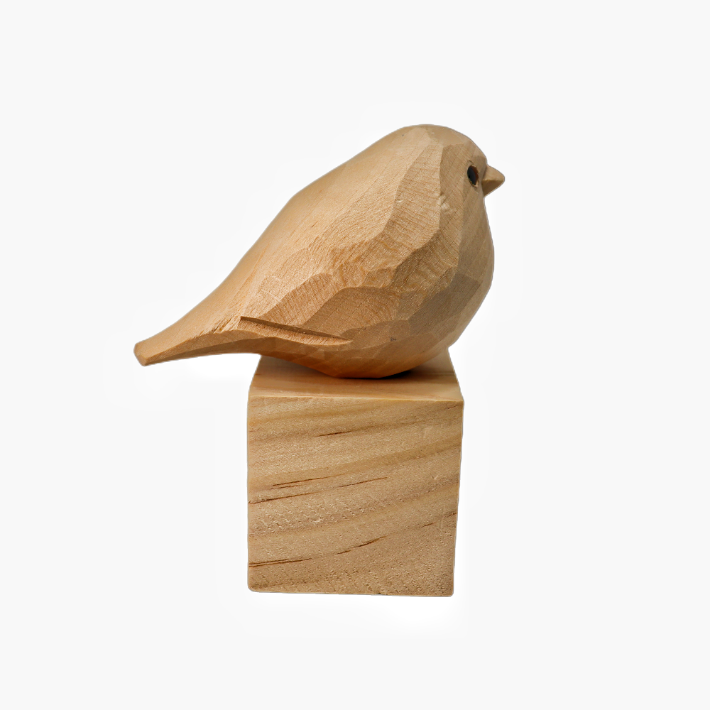U008 Unfinished Wood bird on Stand
