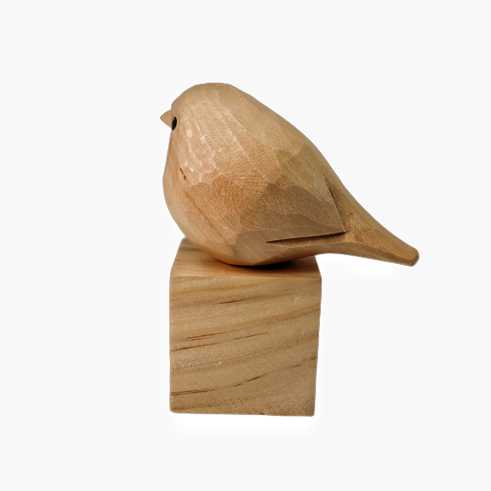 U008 Unfinished Wood bird on Stand