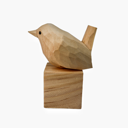 U010 Unfinished Wood bird on Stand