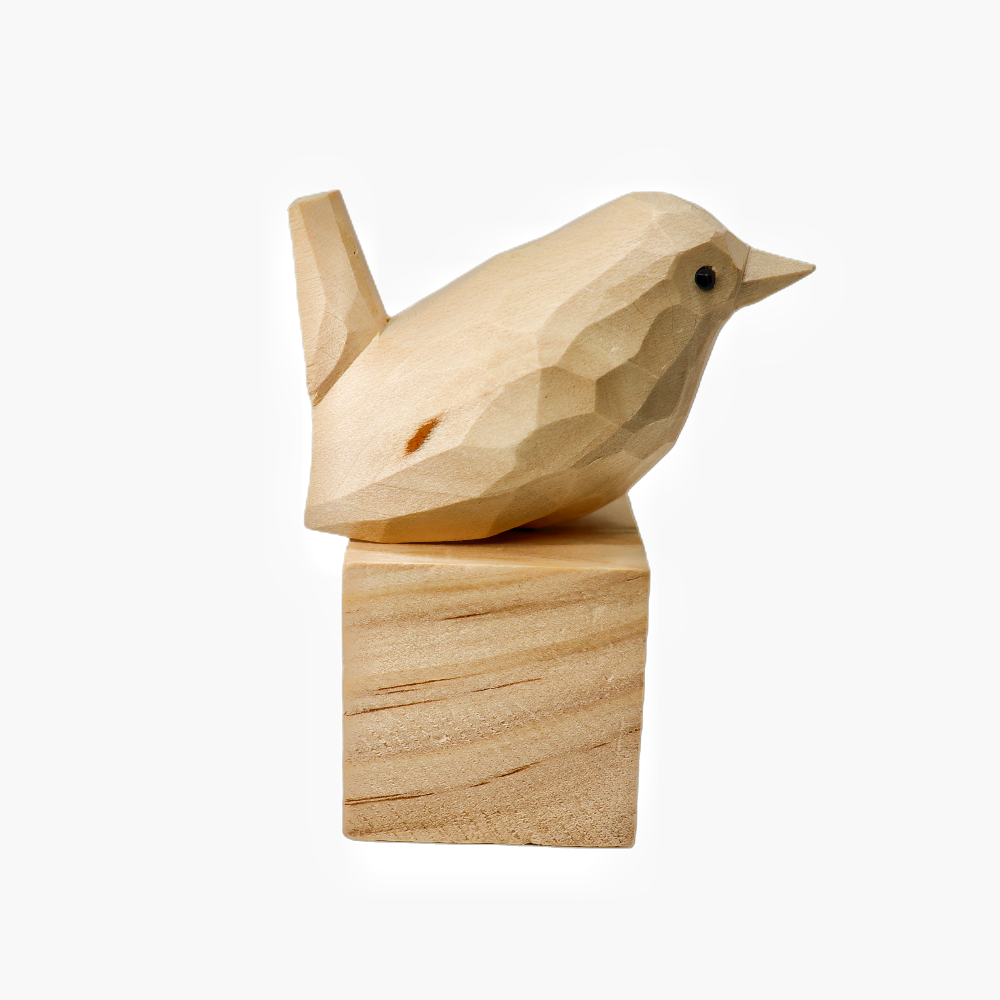 U010 Unfinished Wood bird on Stand