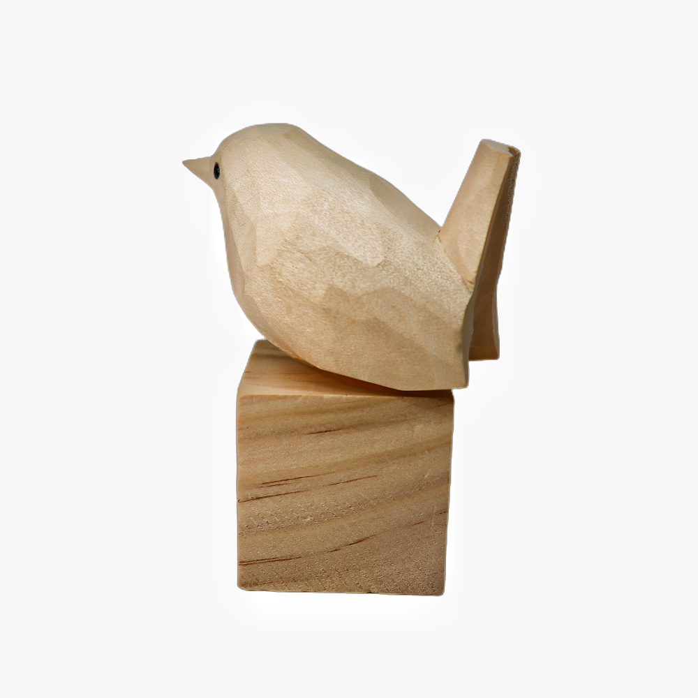 U010 Unfinished Wood bird on Stand