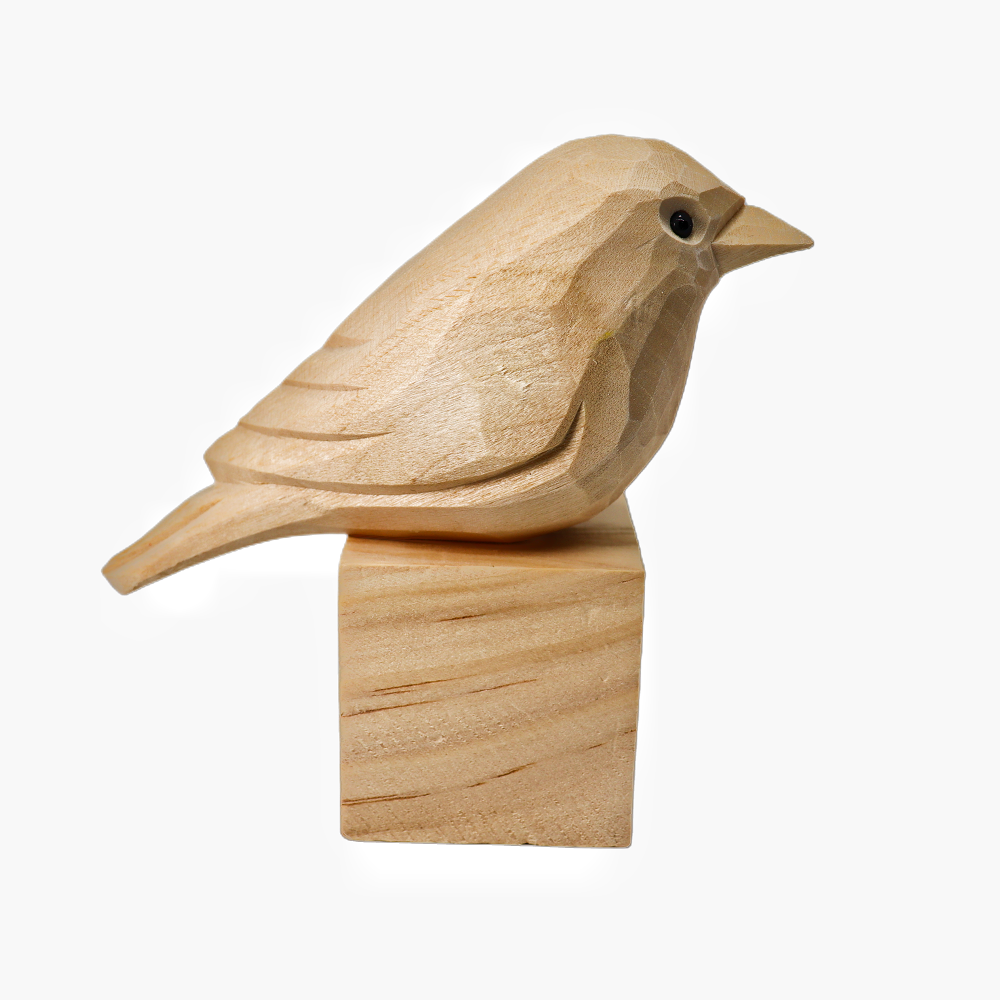 U012 Unfinished Wood bird on Stand