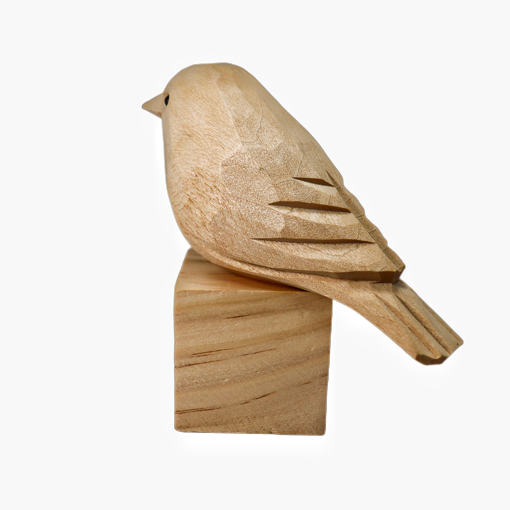 U012 Unfinished Wood bird on Stand