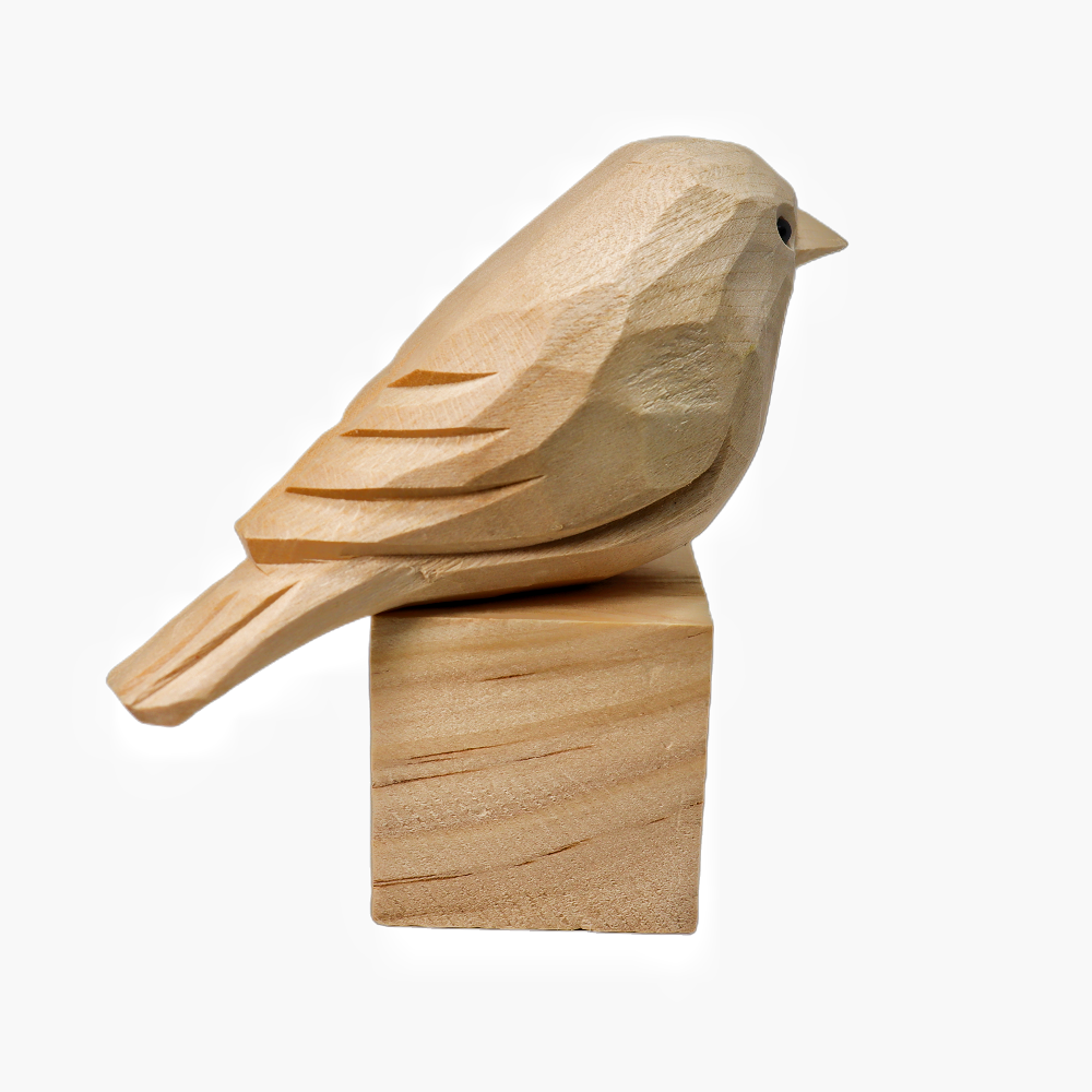 U012 Unfinished Wood bird on Stand