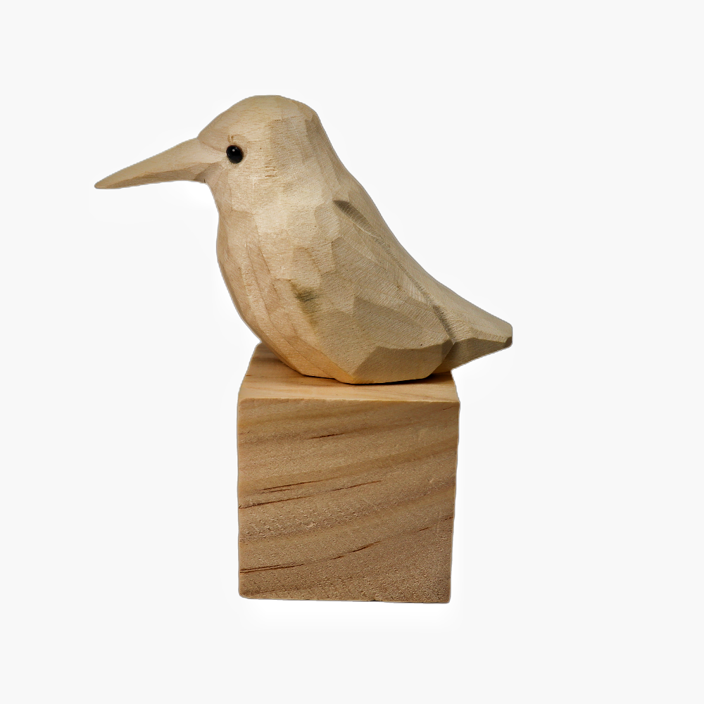 U011 Unfinished Wood bird on Stand