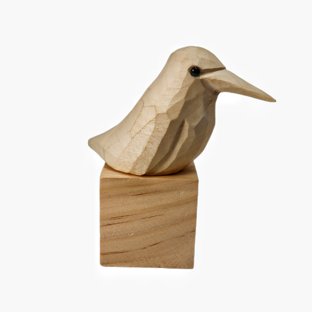 U011 Unfinished Wood bird on Stand