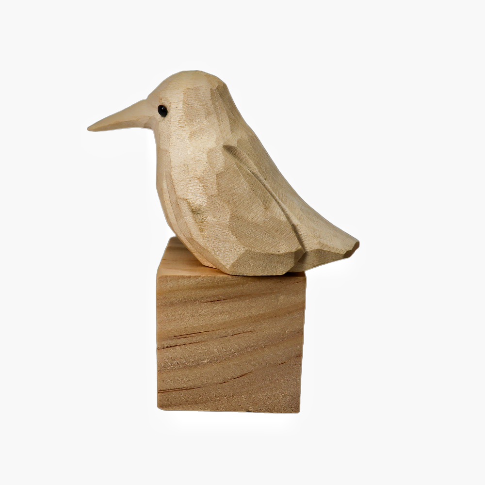 U011 Unfinished Wood bird on Stand