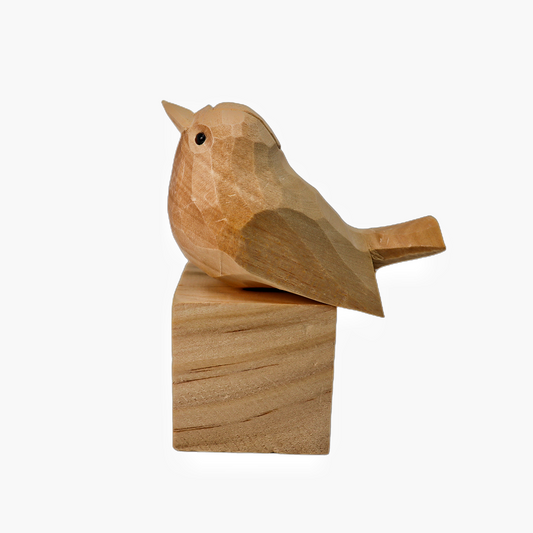 U009 Unfinished Wood bird on Stand