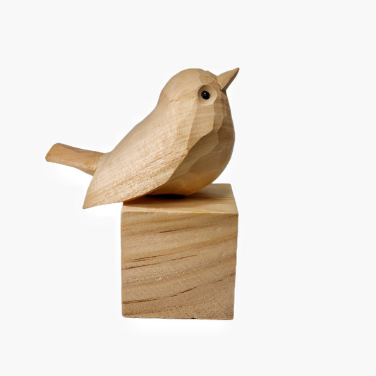 U009 Unfinished Wood bird on Stand