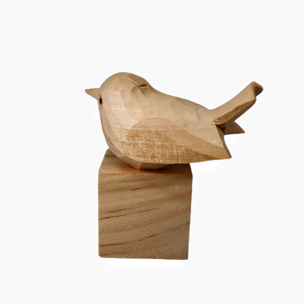 U009 Unfinished Wood bird on Stand