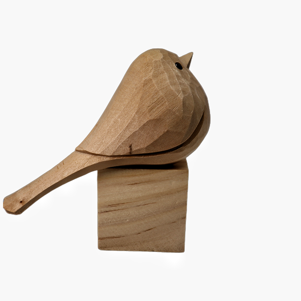 U002 Unfinished Wood bird on Stand