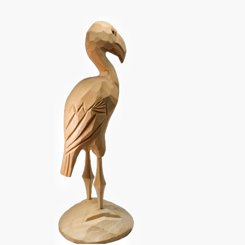 U013 Unfinished Wood bird on Stand