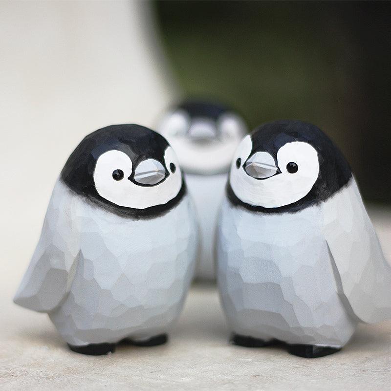 Penguin Figurines Hand Carved and Painted Wooden - paintedbird.shop