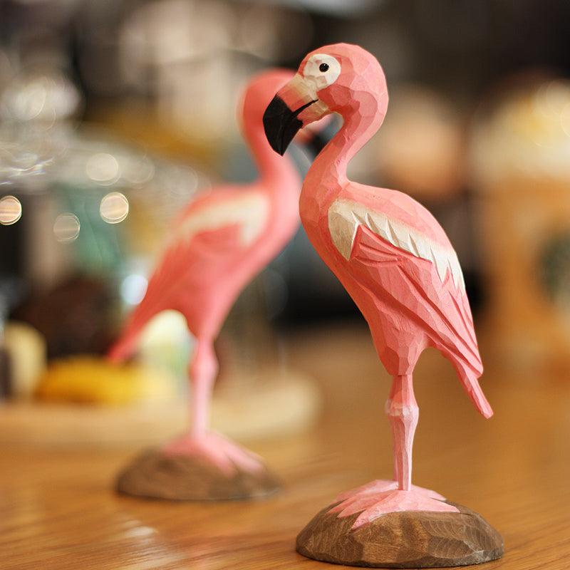 Flamingo Bird Painted and Hand Carved Wooden Figurine - paintedbird.shop