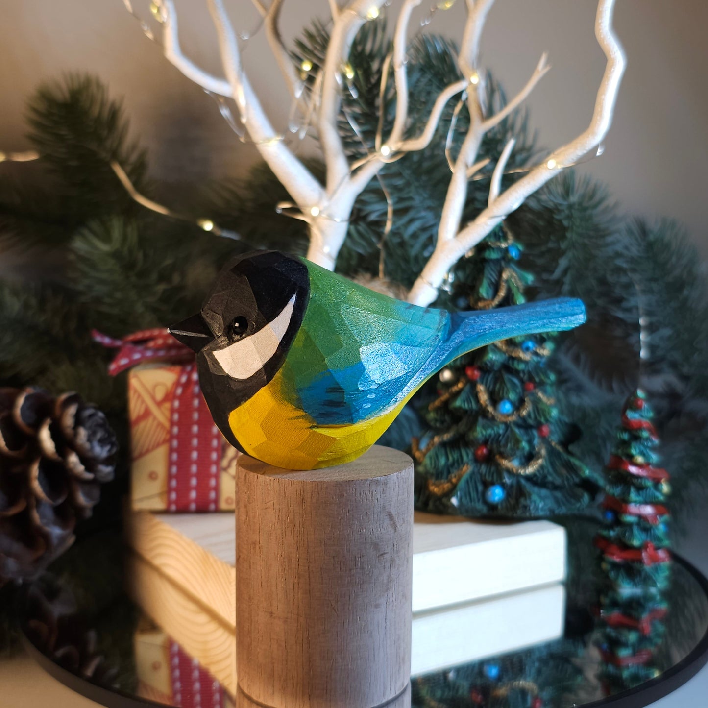Artisan-Crafted Hand-Painted Wooden Great Tit Figurine - A Perfect Blend of Nature and Craftsmanship - PAINTED BIRD SHOP