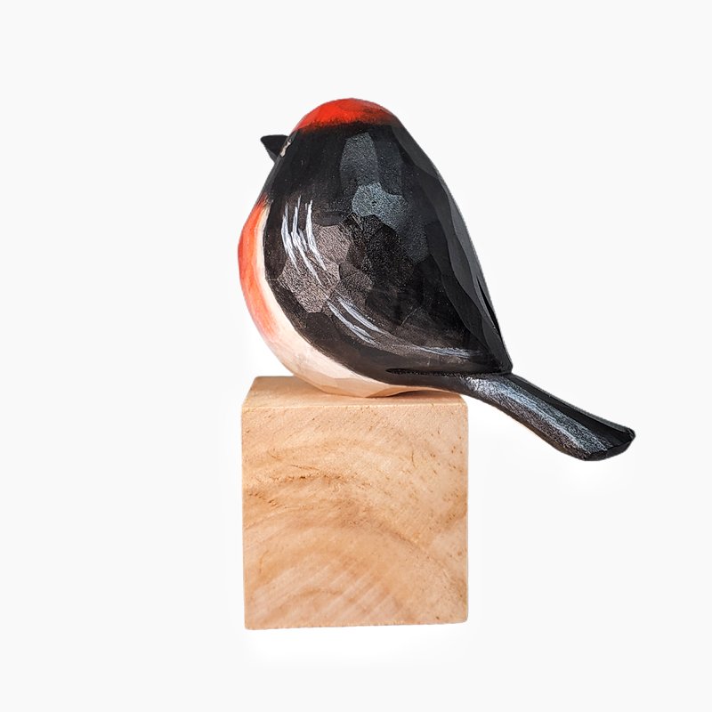 Australasian Robins Figurine Hand Carved Bird Decor - PAINTED BIRD SHOP