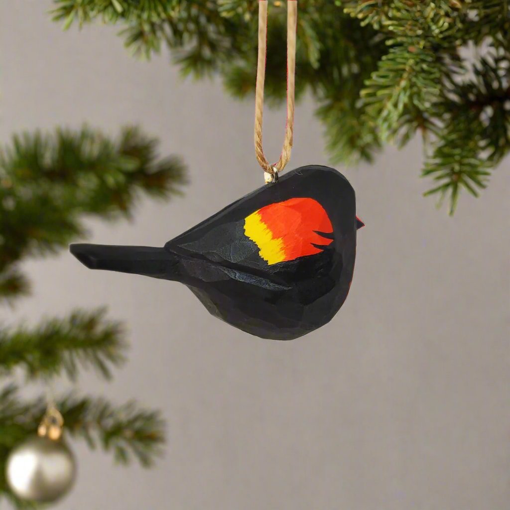 Blackbird Carved and Painted Wooden Bird Ornaments - PAINTED BIRD SHOP