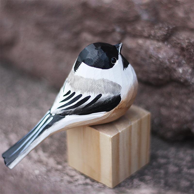 Coal tit Bird Figurine Hand Carved Painted Wooden Decor - PAINTED BIRD SHOP