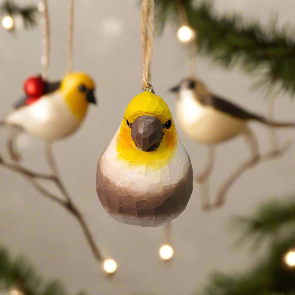 Cockatiel Carved and Painted Wooden Bird Ornaments - PAINTED BIRD SHOP